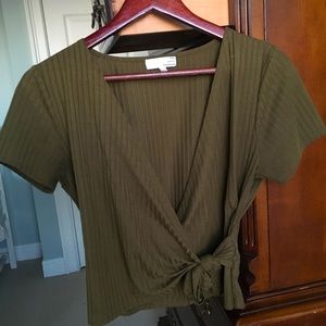 Olive green wrap top